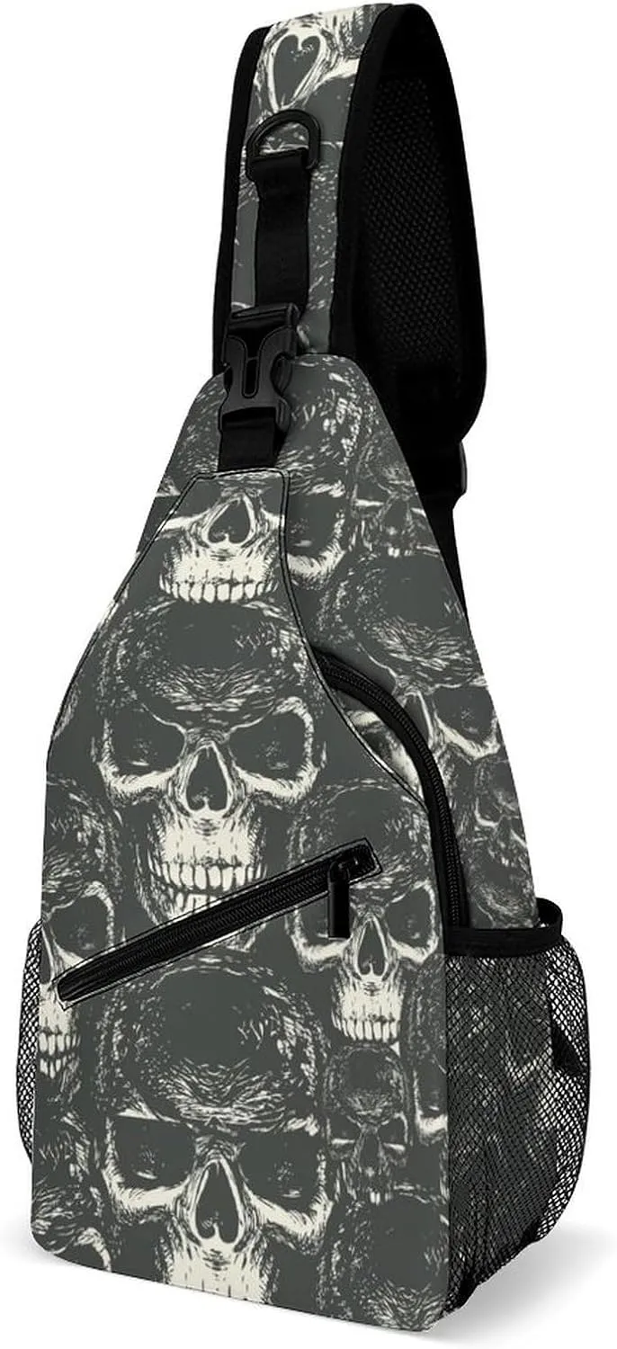 Human Skulls Versatile And Convenient Multipurpose Crossbody Bag - Perfect for Travel And Hiking