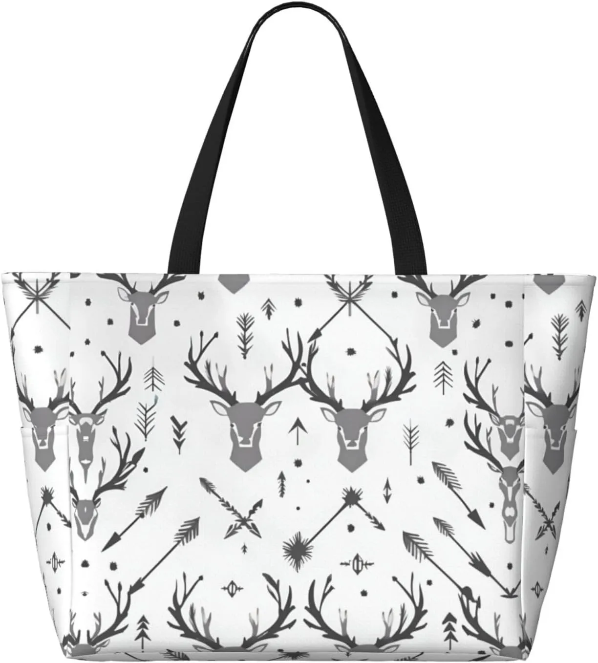 Hunting Arrows Deer. Beach Tote Bags For Women Travel Totes Bag Handbag With Zipper And Pockets For Travel Vacation