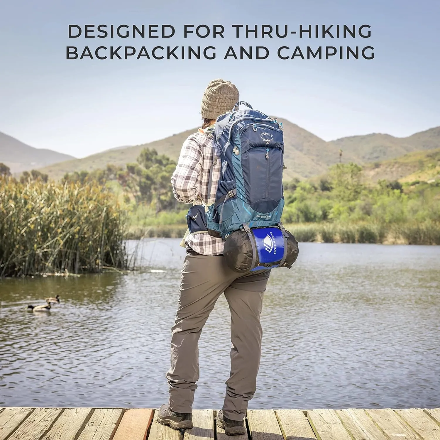 Hyke & Byke Shavano 32 F Hiking & Backpacking Sleeping Bag - 3 Season, 650FP Duck Down Sleeping Bag - Ultralight - Black - 78in - Regular