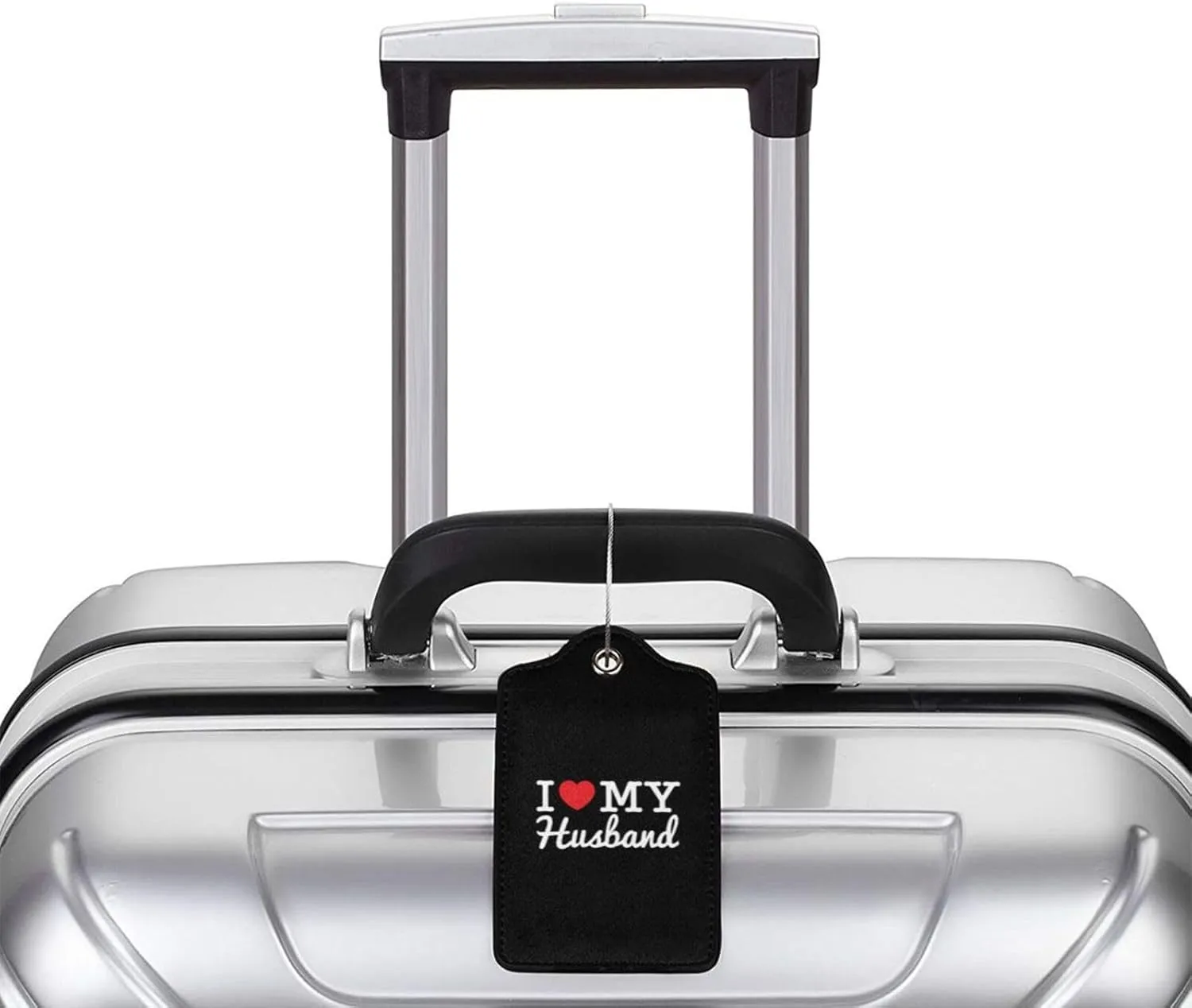 I Love My Husband Leather Baggage Bag Luggage Tags with Stainless Steel Loop and Privacy Cover