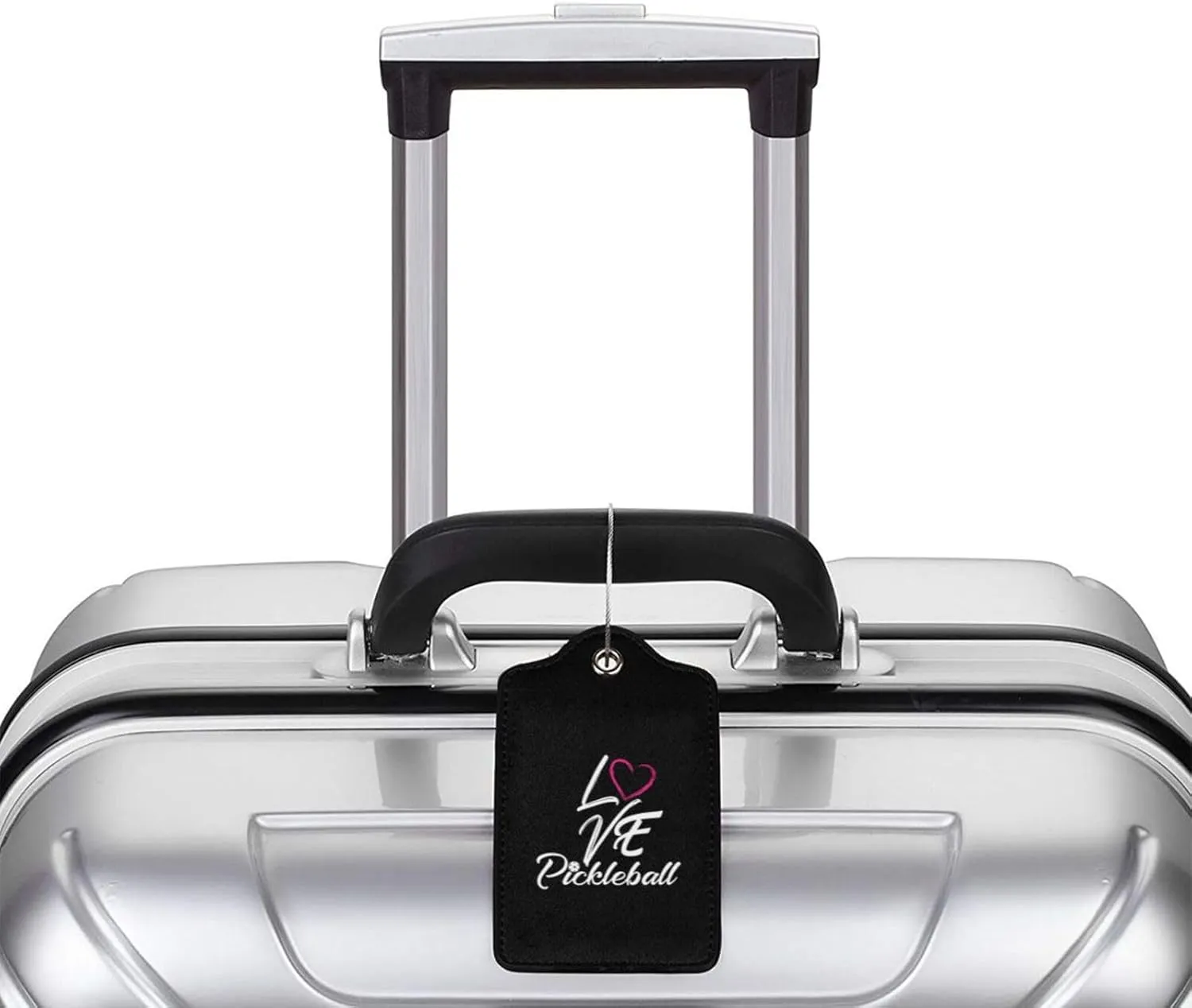 I Love Pickleball Leather Baggage Bag Luggage Tags with Stainless Steel Loop and Privacy Cover