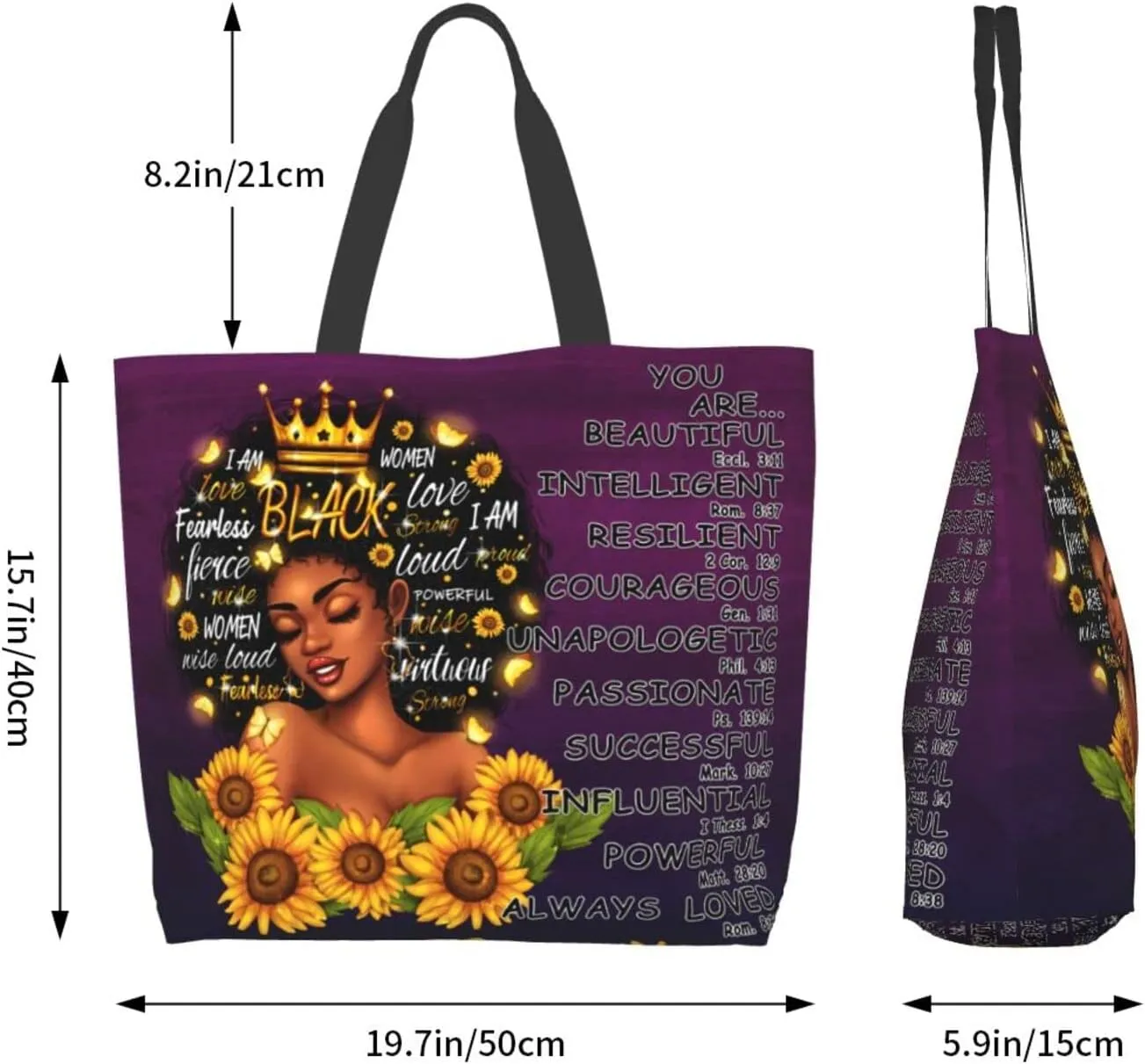 IAGM Women Tote Bags African American Woman Shoulder Bag Afro Black Girl Magic Satchel Handbags For Shopping,Work,Grocery,Gym