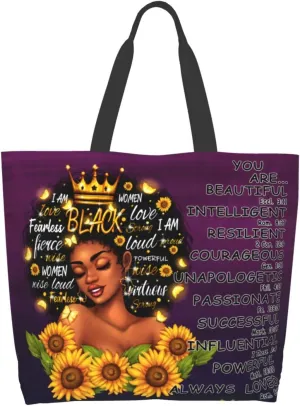 IAGM Women Tote Bags African American Woman Shoulder Bag Afro Black Girl Magic Satchel Handbags For Shopping,Work,Grocery,Gym