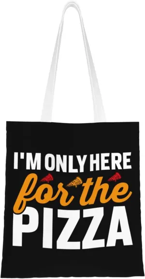 I'm Only Here For The Pizza Tote Bag for Women Canvas Shopping Bags Reusable Large Capacity Casual Shoulder Handbags Grocery Bags
