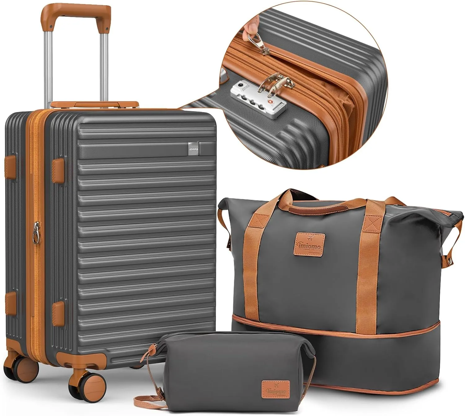 imiomo Carry on Luggage Sets,20 Inch Expandable Carry-on Suitcase with Spinner Wheels,Hard Shell Lightweight Rolling Travel Luggage with TSA Lock