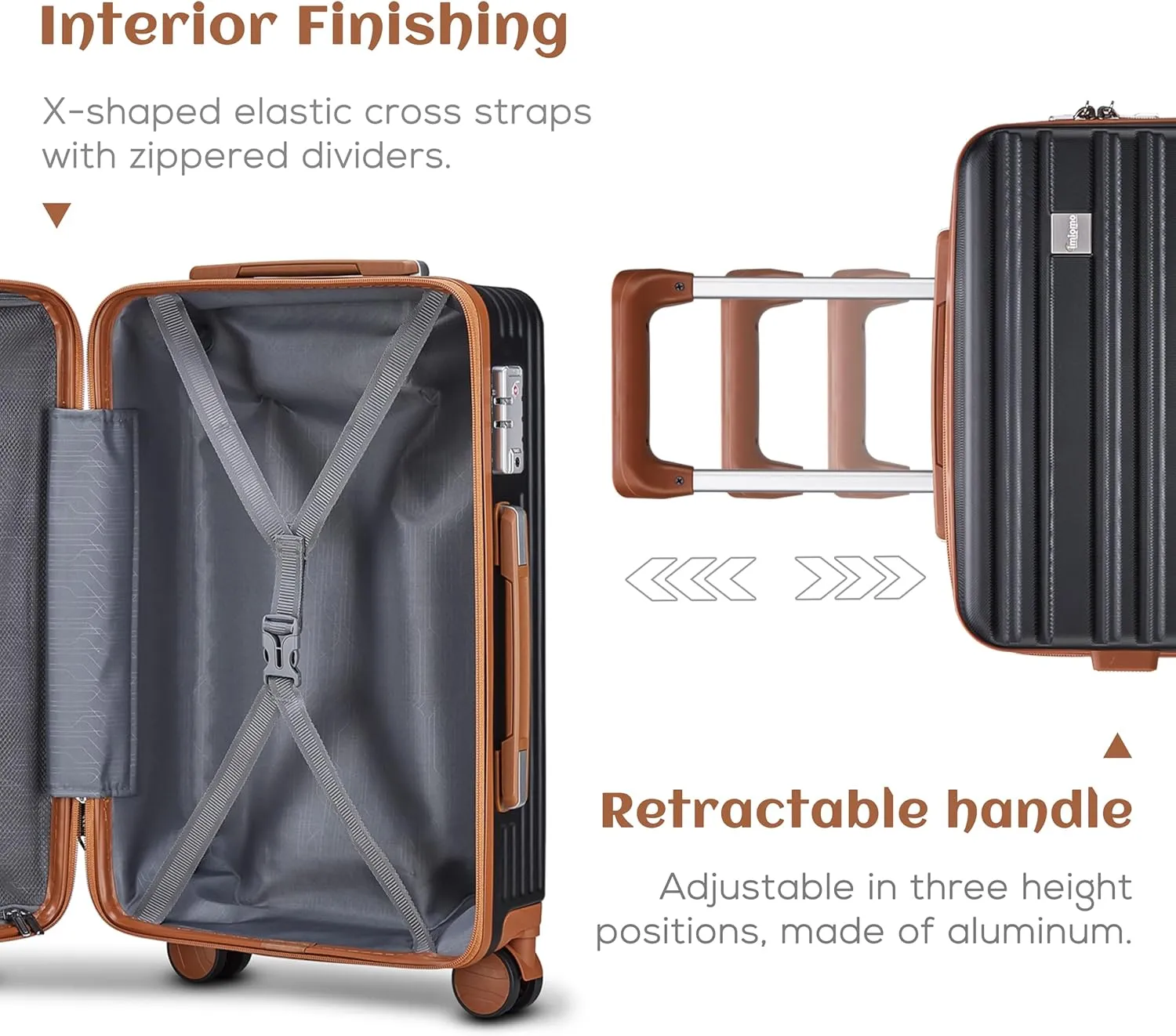 imiomo Carry on Luggage Sets,20 Inch Expandable Carry-on Suitcase with Spinner Wheels,Hard Shell Lightweight Rolling Travel Luggage with TSA Lock