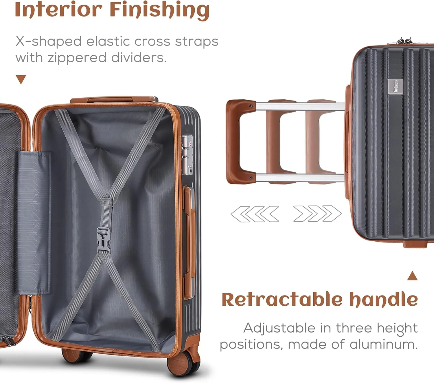 imiomo Carry on Luggage Sets,20 Inch Expandable Carry-on Suitcase with Spinner Wheels,Hard Shell Lightweight Rolling Travel Luggage with TSA Lock