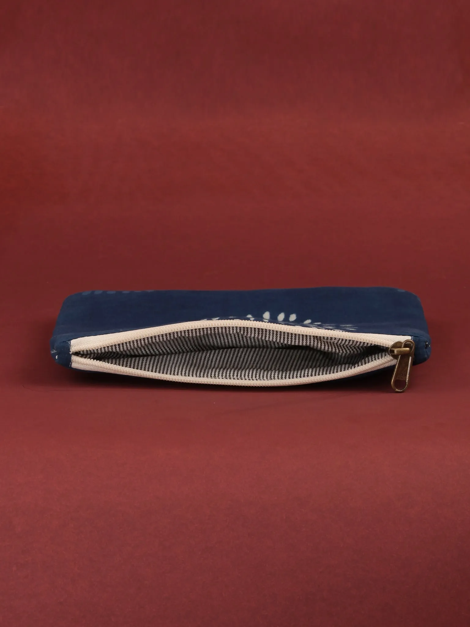 Indigo Hand Block Printed Utility Pouch - B0605