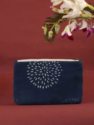 Indigo Hand Block Printed Utility Pouch - B0605
