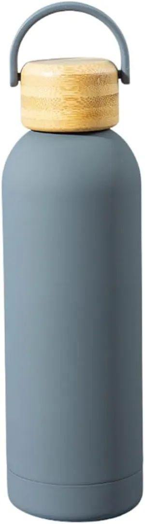 Insulated Stainless Steel Thermos Flask 17oz / 25oz Leakproof Reusable Water Bottle with Bamboo Lid, BPA-Free Hot & Cold Drink Container for Travel, Gym, Office, Sports (Slate, 17 Ounces)