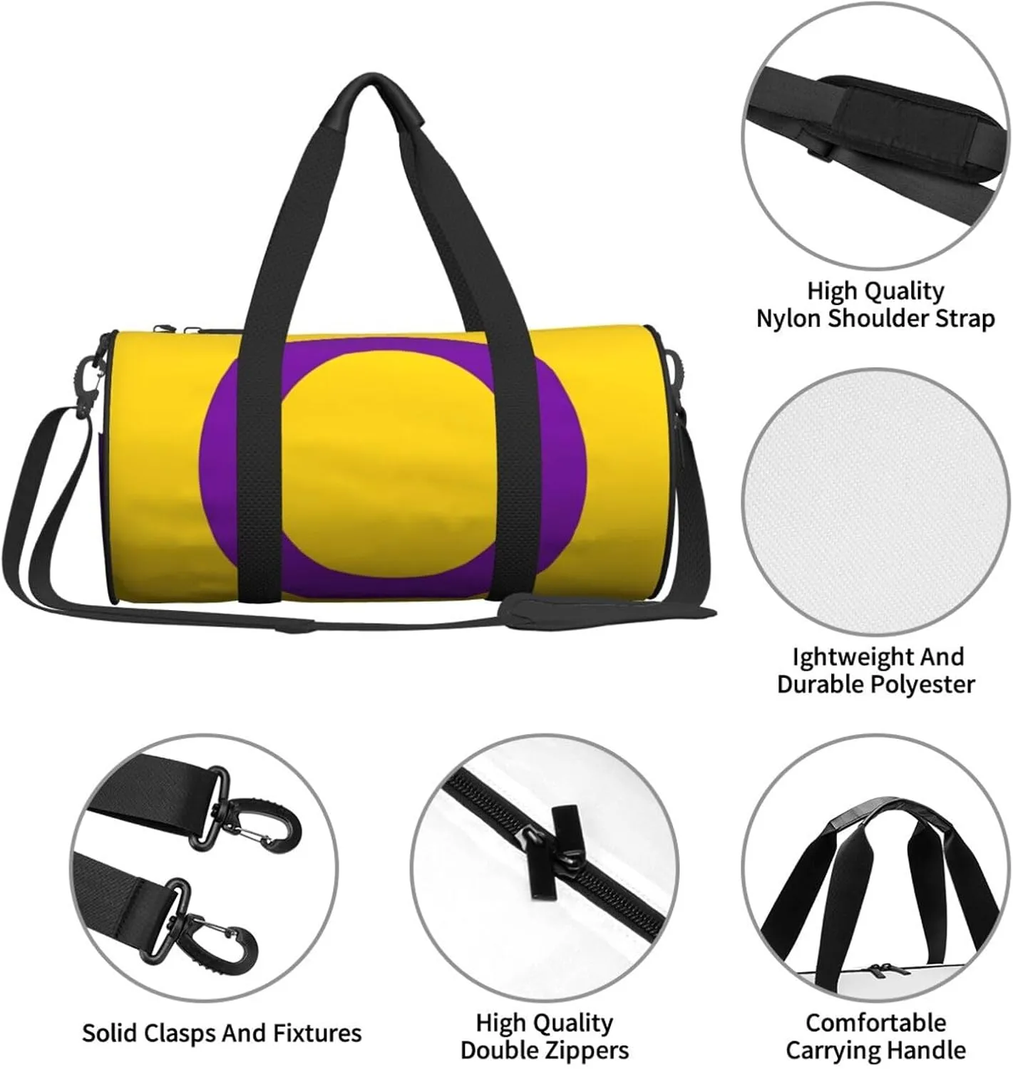 Intersex Pride Flag Round Travel Duffel Bag Large Capacity Gym Sports Bags for Hiking Vacation Trips