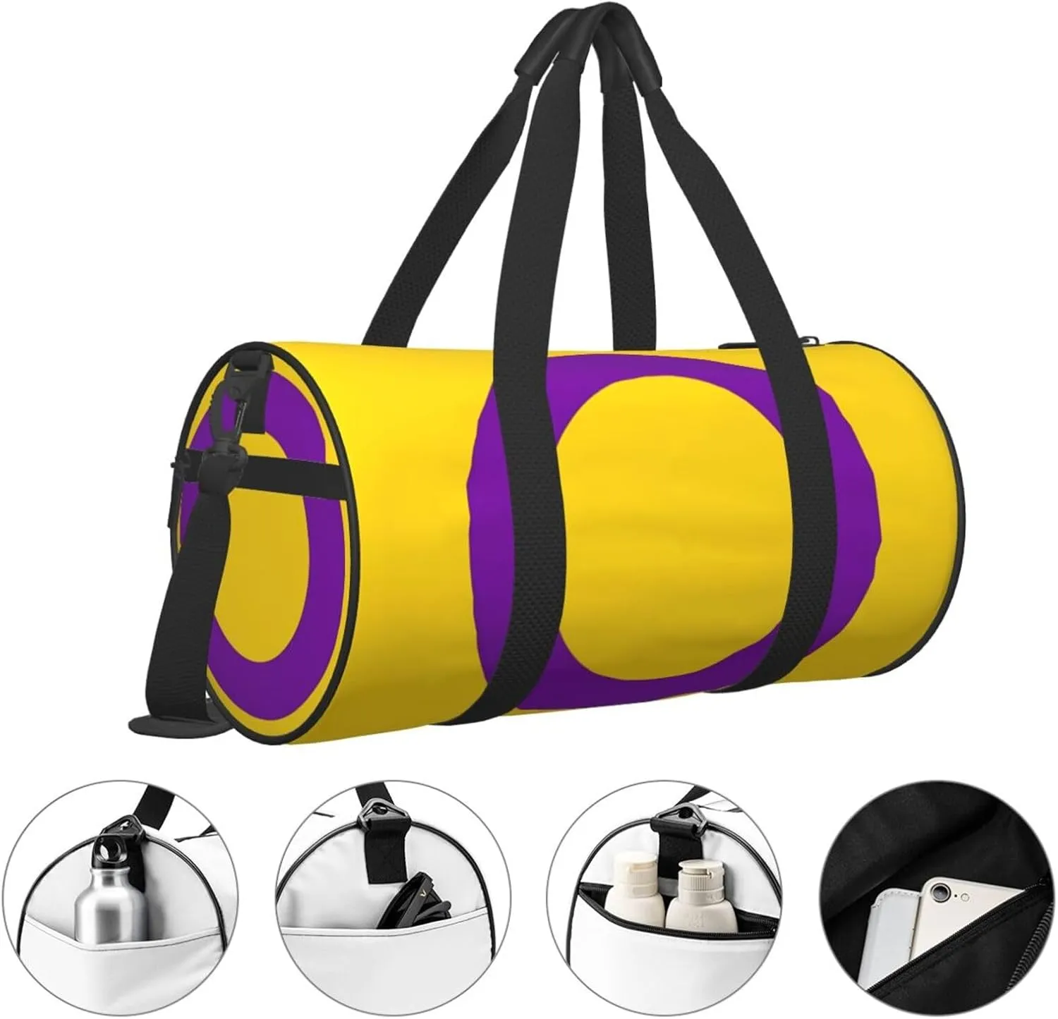 Intersex Pride Flag Round Travel Duffel Bag Large Capacity Gym Sports Bags for Hiking Vacation Trips
