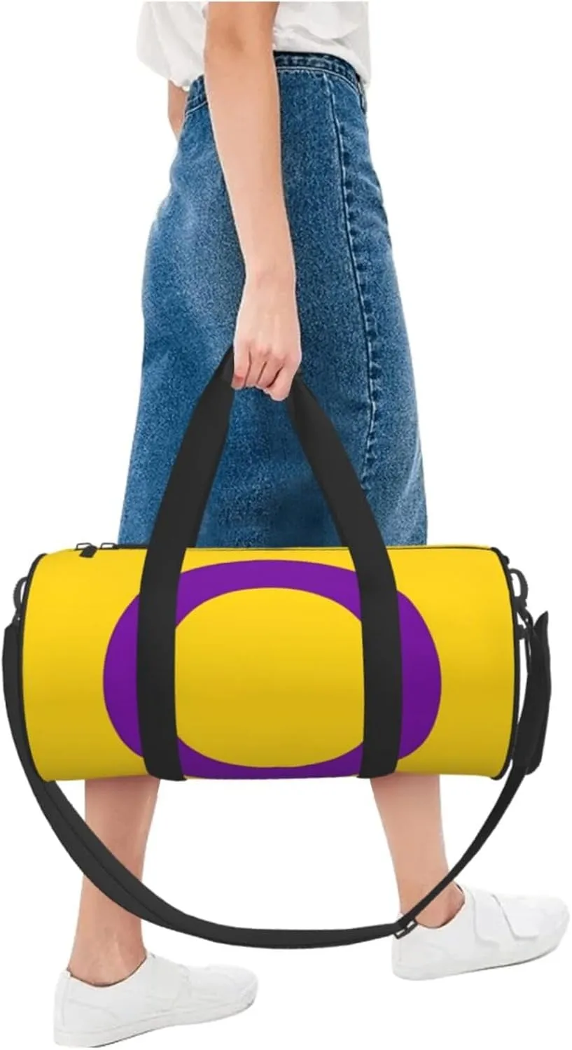 Intersex Pride Flag Round Travel Duffel Bag Large Capacity Gym Sports Bags for Hiking Vacation Trips