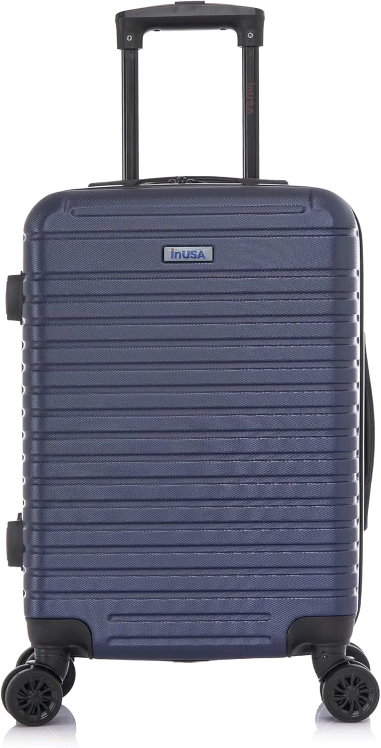 InUSA DEEP Luggage with GEL Handle | Spacious Traveling Suitcases, Travel Suitcase with Dual Spinner Wheels and Studs | 20 Inch Carry On Hardside Luggage | Blue