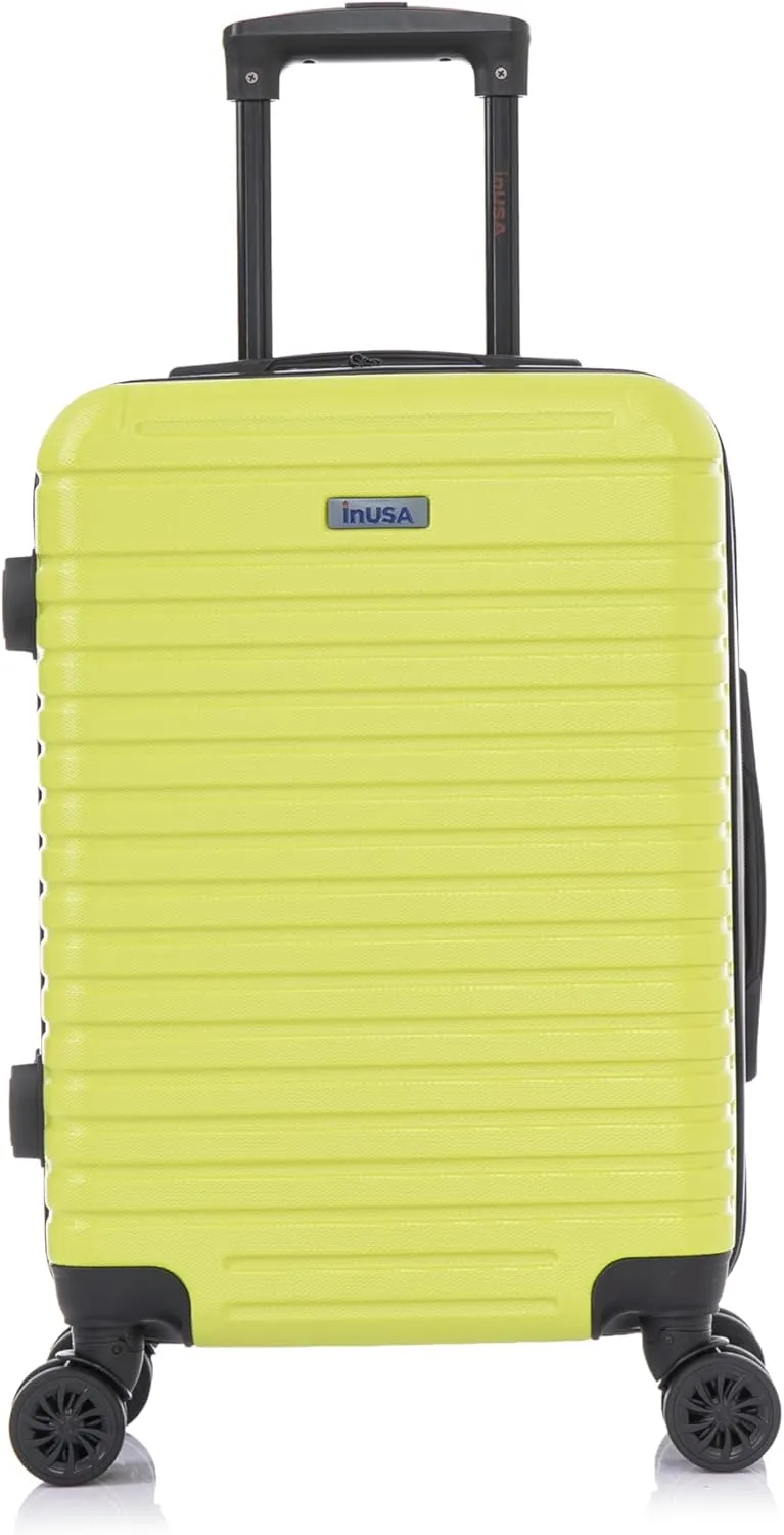 InUSA DEEP Luggage with GEL Handle | Spacious Traveling Suitcases, Travel Suitcase with Dual Spinner Wheels and Studs | 20 Inch Carry On Hardside Luggage | Green