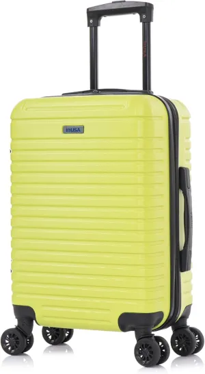 InUSA DEEP Luggage with GEL Handle | Spacious Traveling Suitcases, Travel Suitcase with Dual Spinner Wheels and Studs | 20 Inch Carry On Hardside Luggage | Green