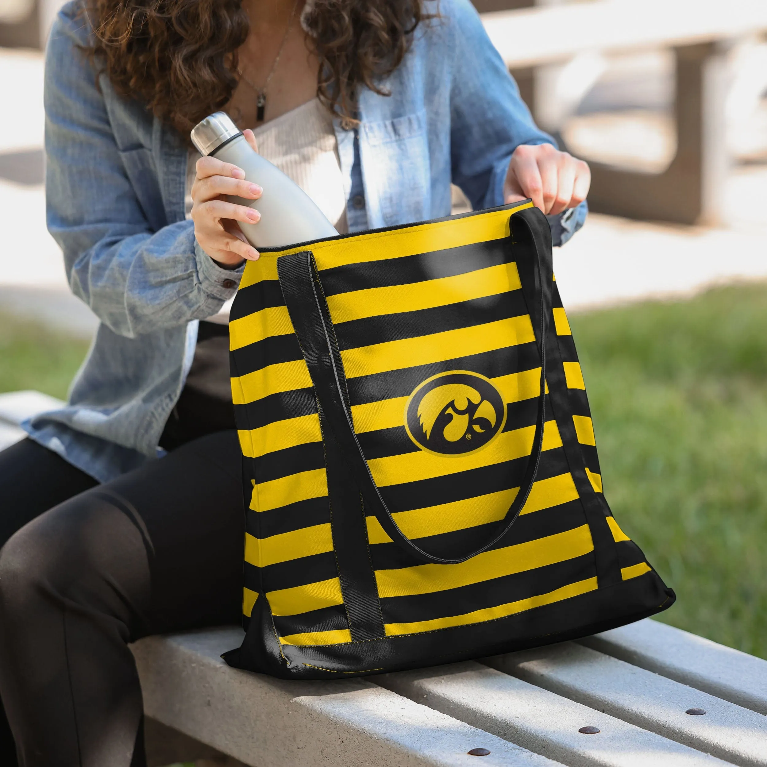 Iowa Hawkeyes Team Stripe Canvas Tote Bag