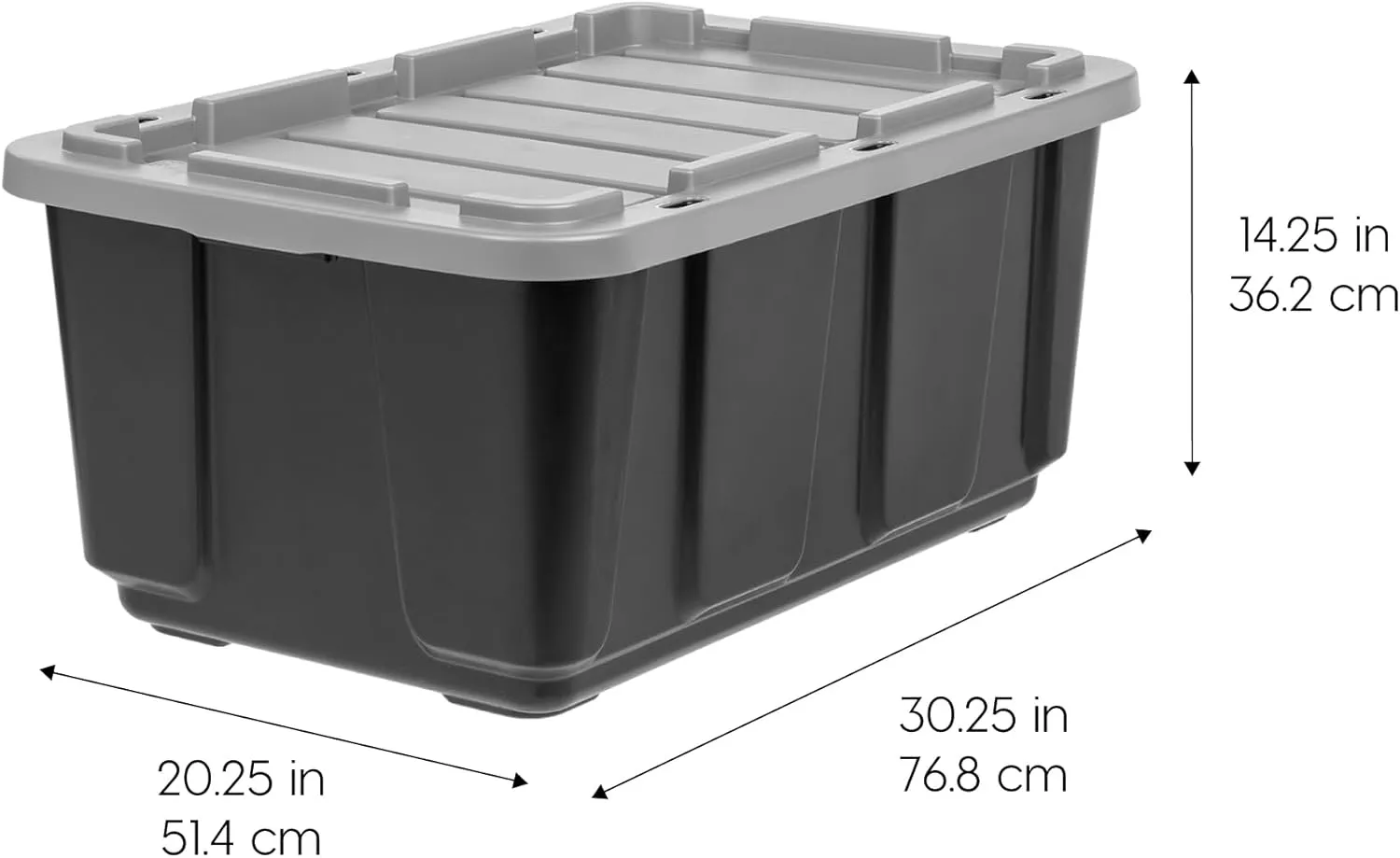 IRIS USA 27 Gallon Heavy Duty Truck Bed Toolbox Storage Tote Bins with Lids, 4 Pack - Made in USA, Tough Snap On Lid Stackable Industrial Rugged Tubs, Garage Organization, Reusable Box - Gray