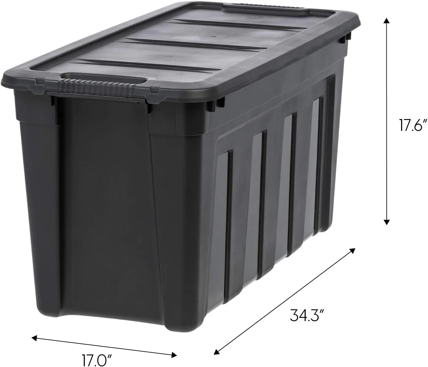 IRIS USA 31 Gallon Heavy Duty Storage Totes with Easy-Grip Handles, 4 Pack - Large Bins with Lids Garage Organizing Tubs, Durable Stackable Utility Containers, Made in USA - Black