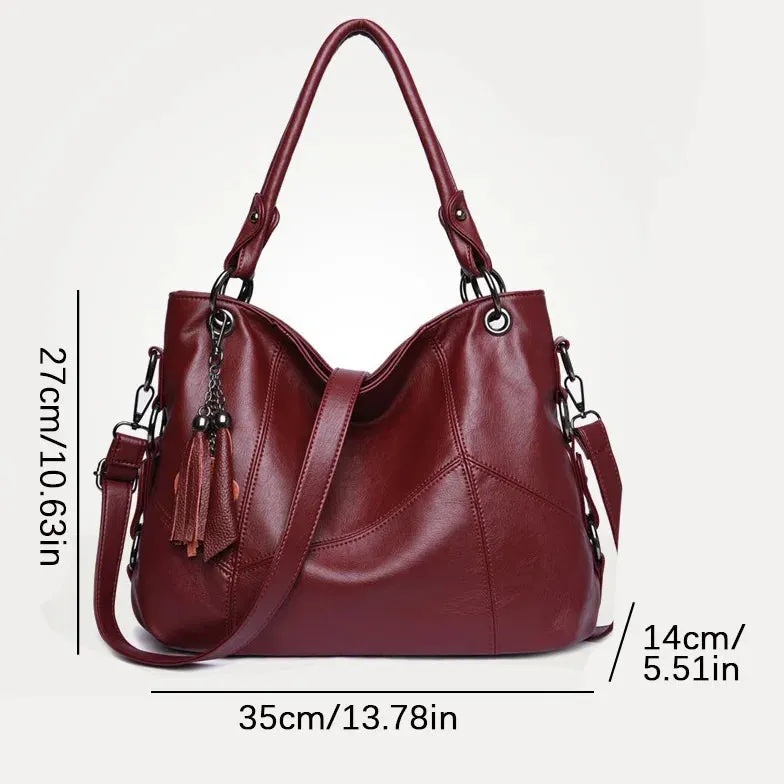 Italian Style Women Casual Tote Bag Luxury Handbag Ladies Genuine Leather Tassels Crossbody Bags