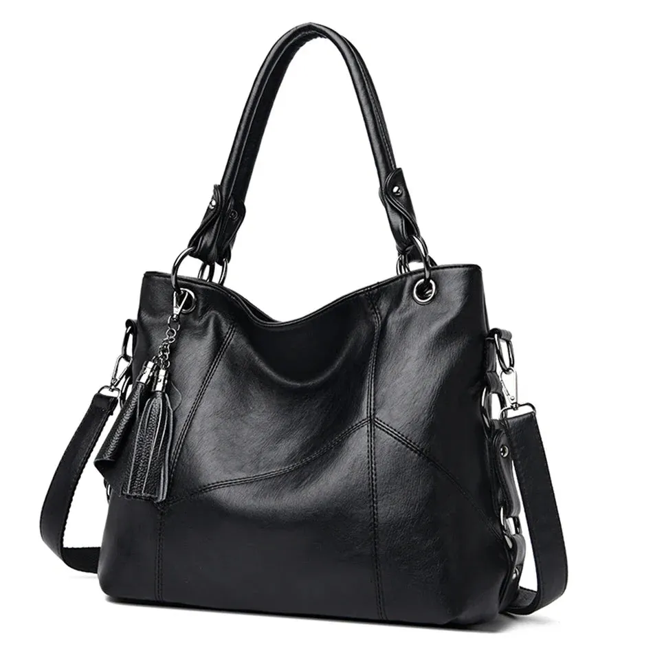 Italian Style Women Casual Tote Bag Luxury Handbag Ladies Genuine Leather Tassels Crossbody Bags