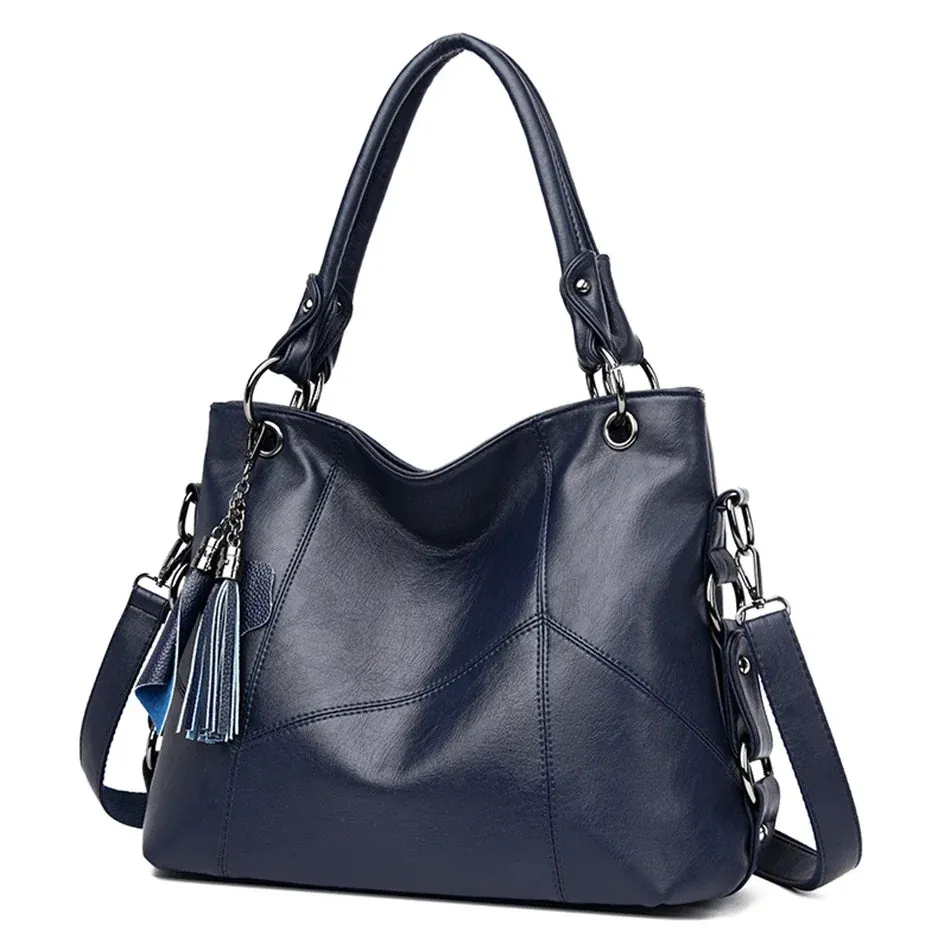 Italian Style Women Casual Tote Bag Luxury Handbag Ladies Genuine Leather Tassels Crossbody Bags