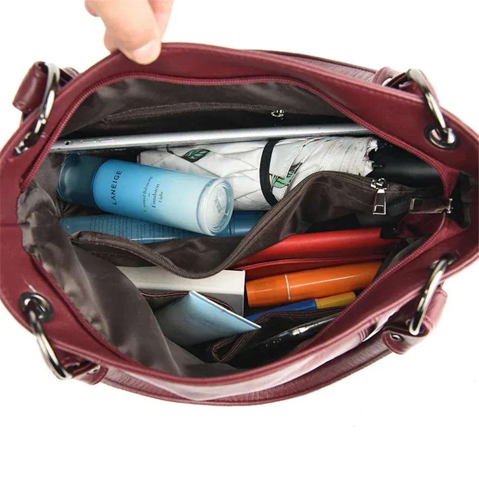 Italian Style Women Casual Tote Bag Luxury Handbag Ladies Genuine Leather Tassels Crossbody Bags