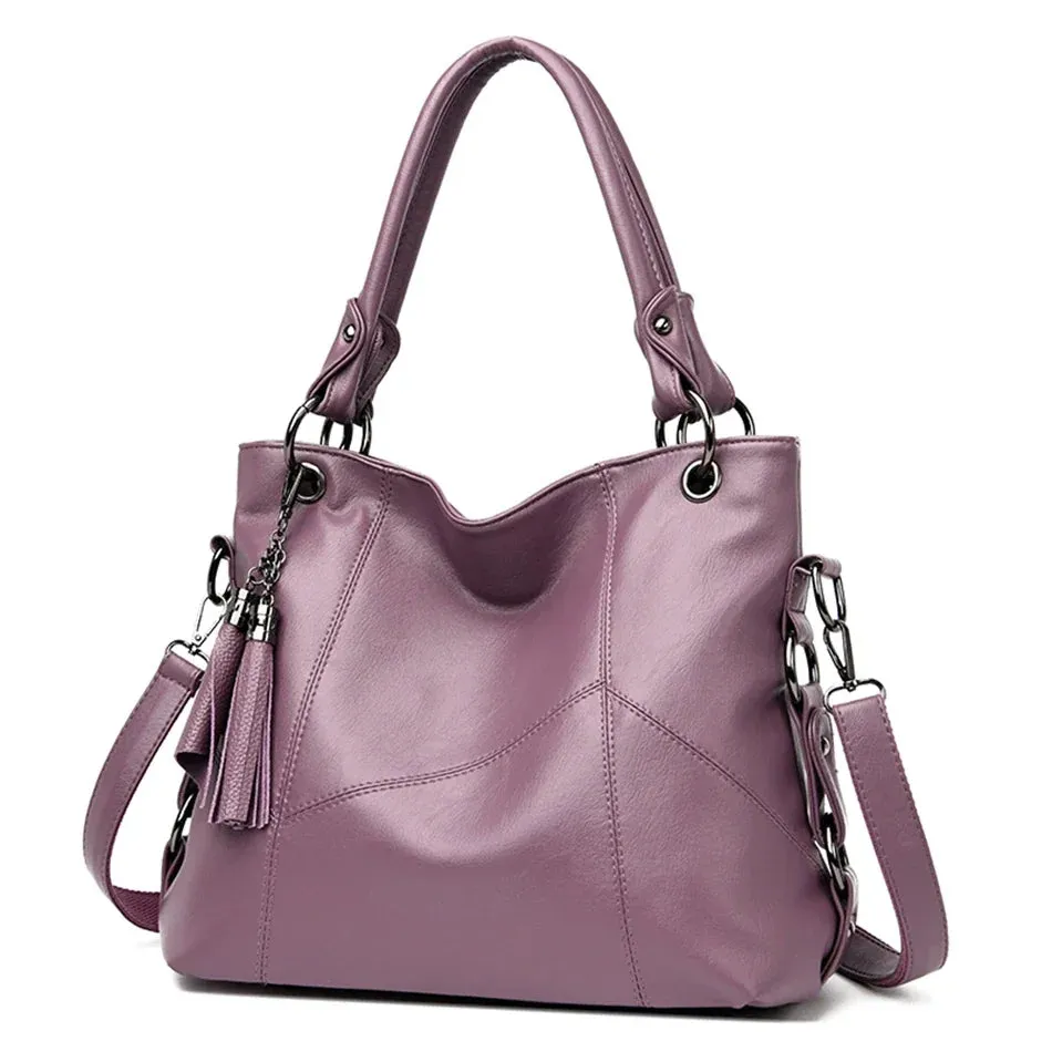 Italian Style Women Casual Tote Bag Luxury Handbag Ladies Genuine Leather Tassels Crossbody Bags