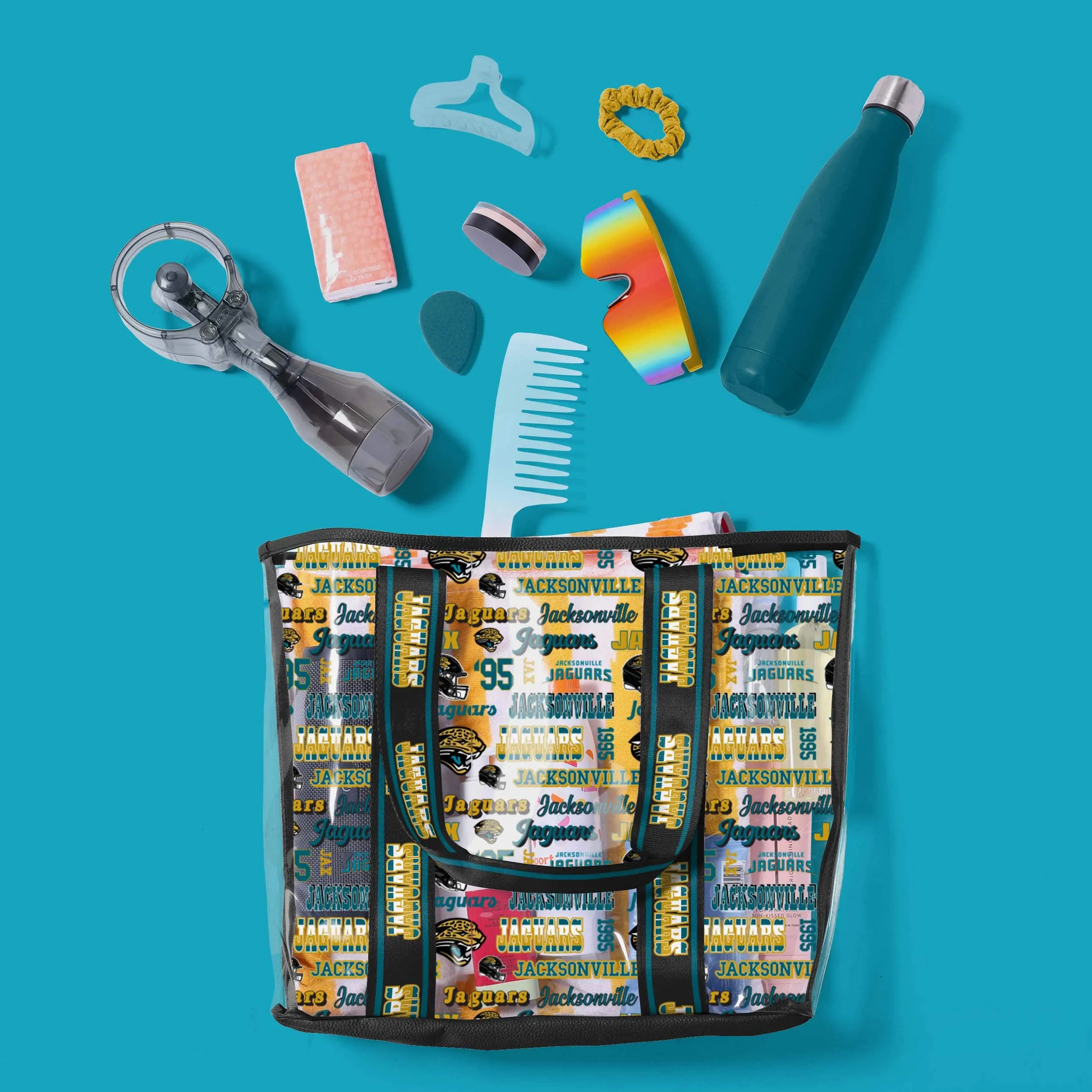 Jacksonville Jaguars Repeat Retro Print Clear Tote Bag