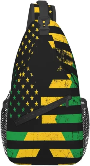 Jamaican Flag Lion Head Sling Bag Adjustable Chest Bags Casual Crossbody Bag Travel Shoulder Backpack