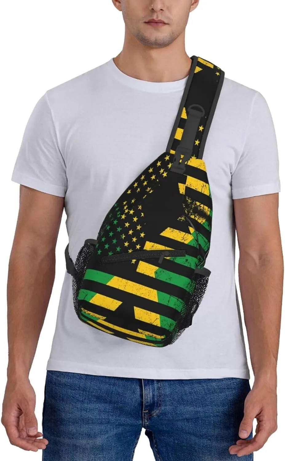Jamaican Flag Lion Head Sling Bag Adjustable Chest Bags Casual Crossbody Bag Travel Shoulder Backpack