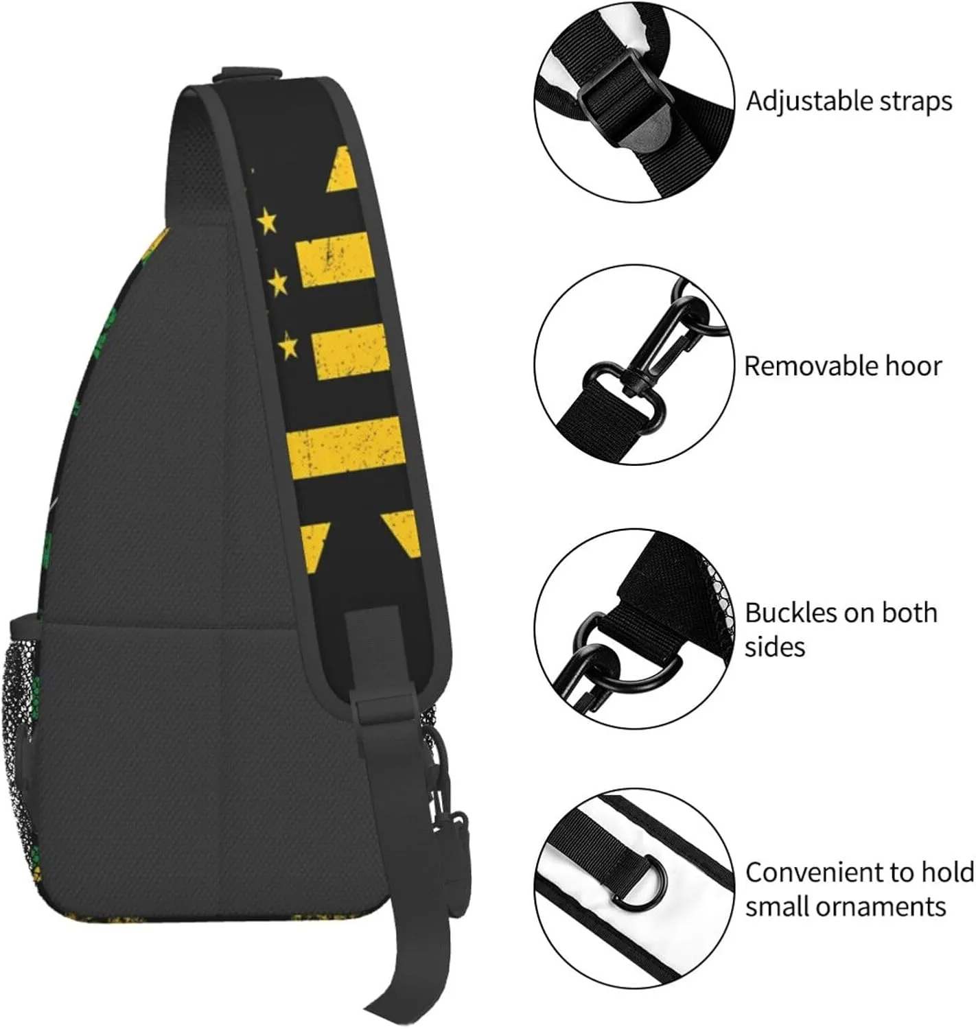 Jamaican Flag Lion Head Sling Bag Adjustable Chest Bags Casual Crossbody Bag Travel Shoulder Backpack
