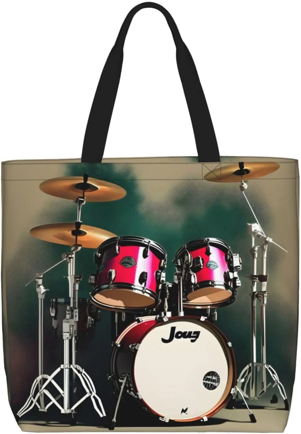 Jazz drum print Women Tote Bags with Inner Bag Handbags with Pattern for Shopping Office