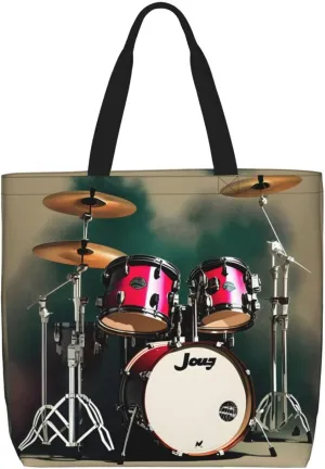 Jazz drum print Women Tote Bags with Inner Bag Handbags with Pattern for Shopping Office