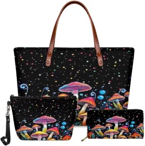Jeiento Women's Fashion Handbags Beach Totes Zipper Pouch Travel Cosmetic Organizer with Small Wallet for Travel Shopping