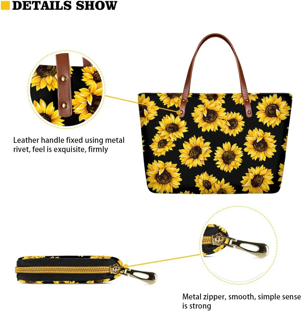 Jeiento Women's Fashion Handbags Beach Totes Zipper Pouch Travel Cosmetic Organizer with Small Wallet for Travel Shopping