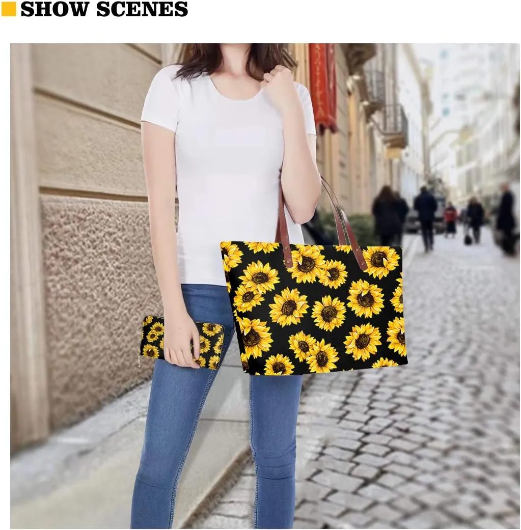 Jeiento Women's Fashion Handbags Beach Totes Zipper Pouch Travel Cosmetic Organizer with Small Wallet for Travel Shopping