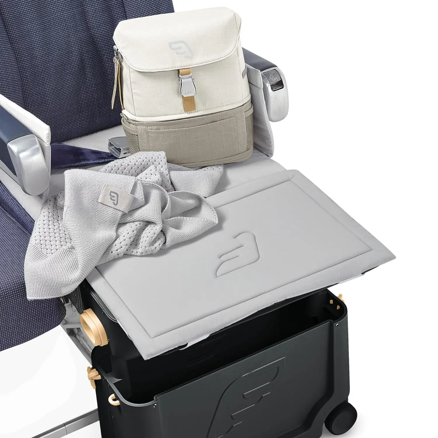 JetKids Stokke Travel Bundle, White - Includes BedBox Ride-On Suitcase & Backpack - Best for Kids 2-7 Years Old (Up to 77 lbs)