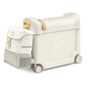 JetKids Stokke Travel Bundle, White - Includes BedBox Ride-On Suitcase & Backpack - Best for Kids 2-7 Years Old (Up to 77 lbs)