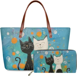 JoyLamoria Women Satchel Handbags Shoulder Purses Totes Work Bags with Leather Wallet 2-Piece Set