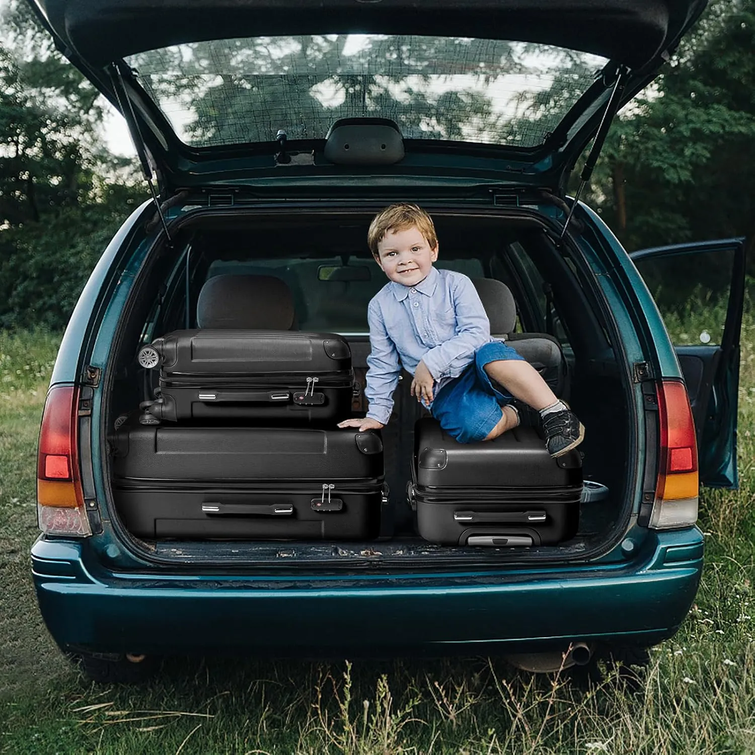 Karl home 3-Piece Luggage Set Travel Lightweight Suitcases with Rolling Wheels, TSA lock & Moulded Corner, Carry on Luggages for Business, Trip, Black (20"/24"/28")