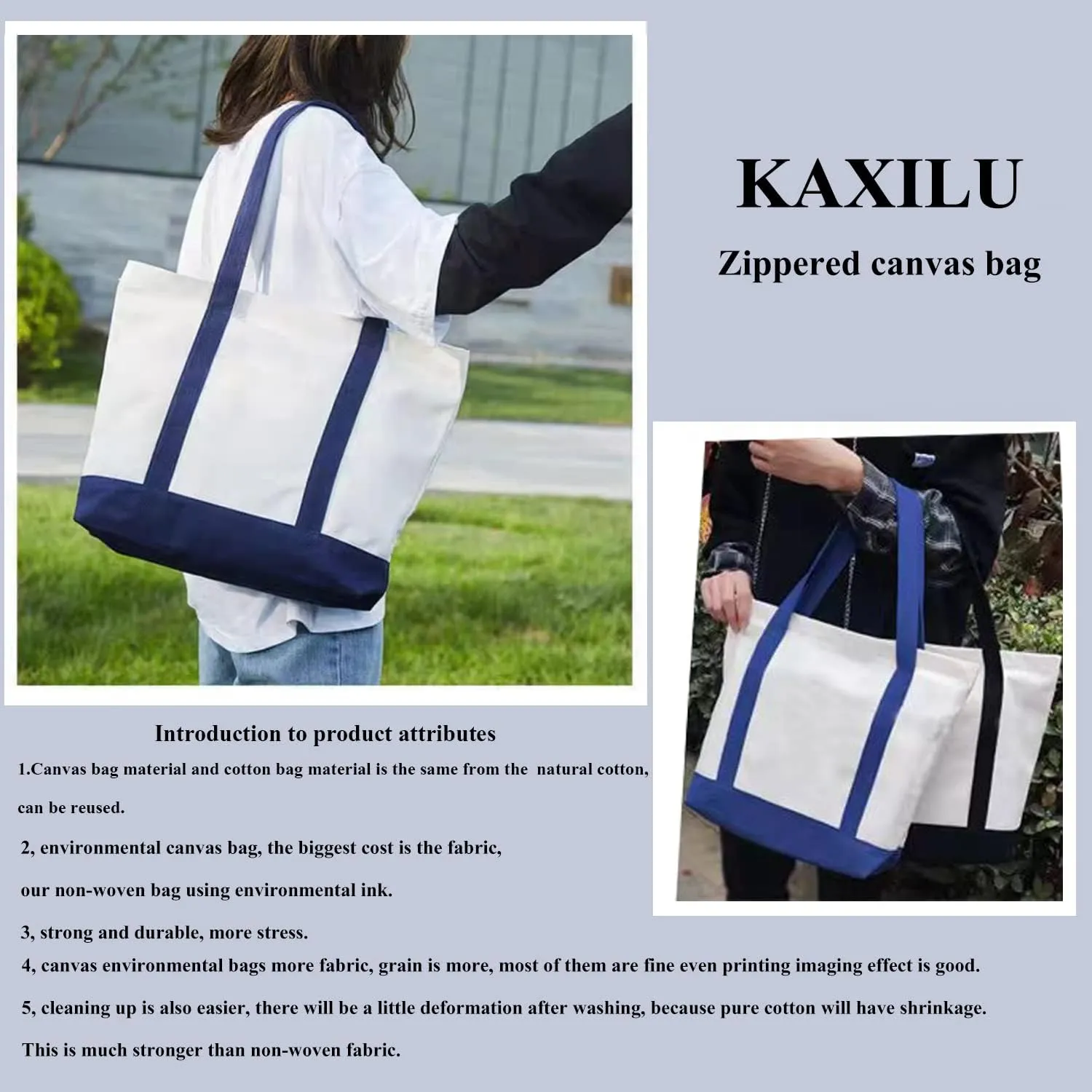 kaxilu Red Zippered Canvas Tote Bag 16.5"x 14"x5" Heavy Duty Plain Tote Bags 4PCS Reusable Canvas Tote Bags Bulk Cloth Grocery Bags