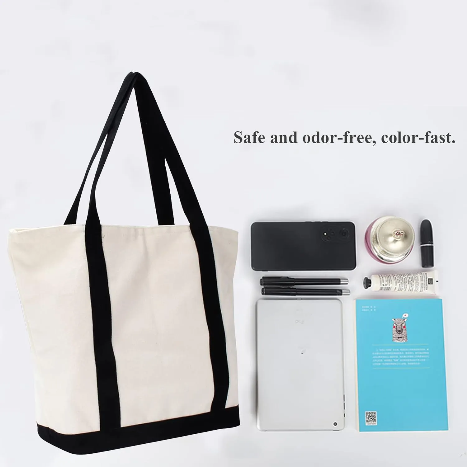 kaxilu Red Zippered Canvas Tote Bag 16.5"x 14"x5" Heavy Duty Plain Tote Bags 4PCS Reusable Canvas Tote Bags Bulk Cloth Grocery Bags