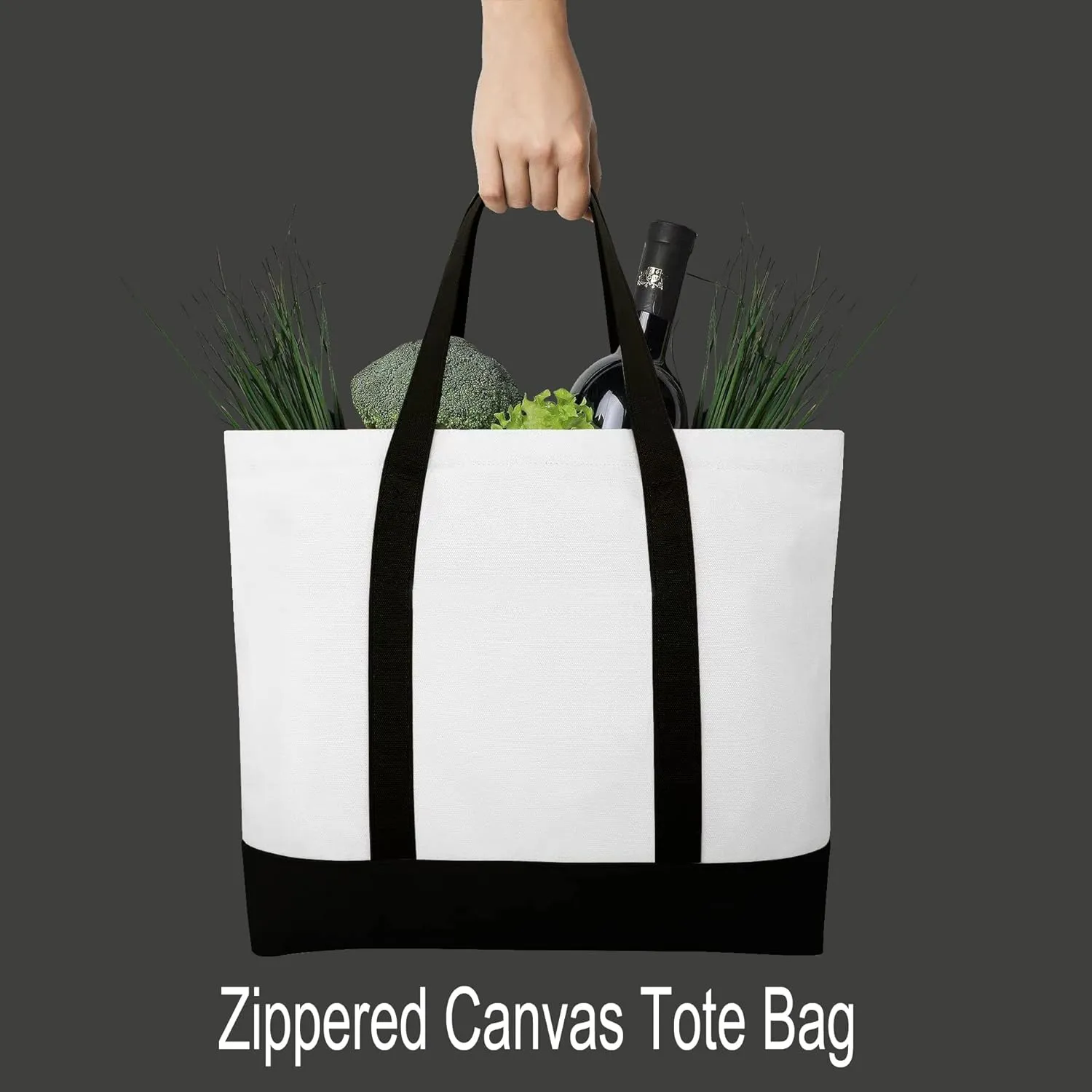 kaxilu Red Zippered Canvas Tote Bag 16.5"x 14"x5" Heavy Duty Plain Tote Bags 4PCS Reusable Canvas Tote Bags Bulk Cloth Grocery Bags
