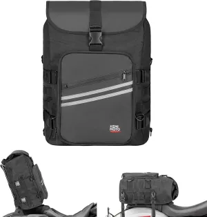 KEMIMOTO Motorcycle Sissy Bar Bag 30L Motorcycle Tail Travel Luggage Bag with Waterproof Rain Cover for Trip Camping Outdoor Motorbike with 4 Straps 1 Shoulder Strap