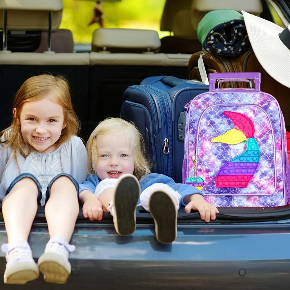 Kids Luggage for Boys and Girls, Cute Dinosaur Unicorn Rolling Wheels Suitcase for Toddler Children