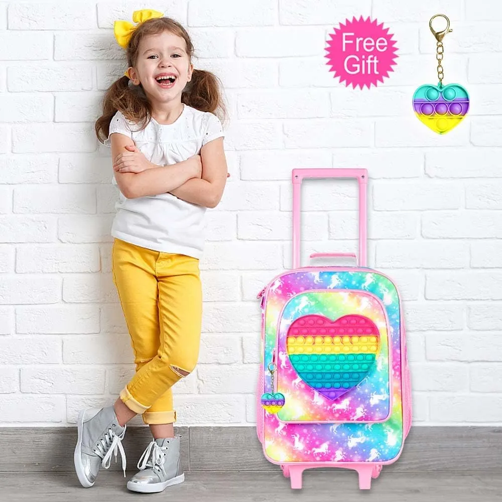 Kids Luggage for Boys and Girls, Cute Dinosaur Unicorn Rolling Wheels Suitcase for Toddler Children