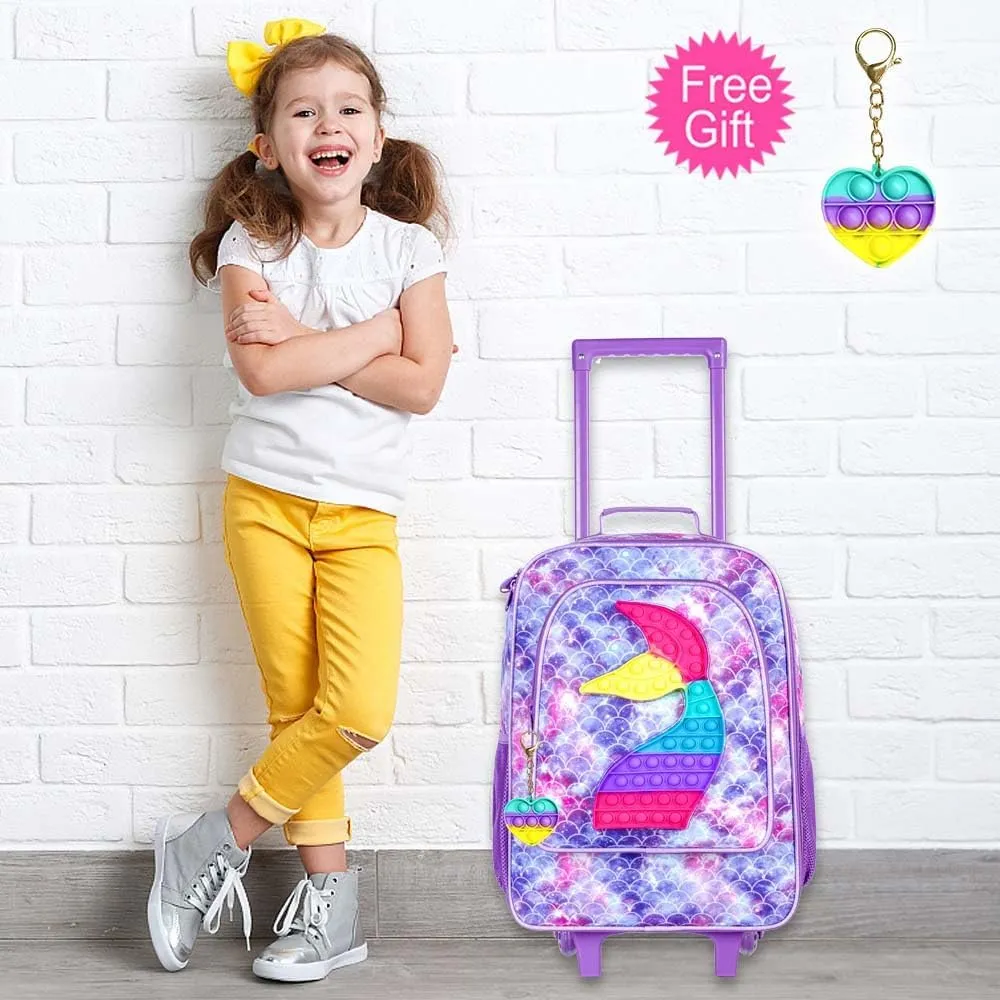 Kids Luggage for Boys and Girls, Cute Dinosaur Unicorn Rolling Wheels Suitcase for Toddler Children