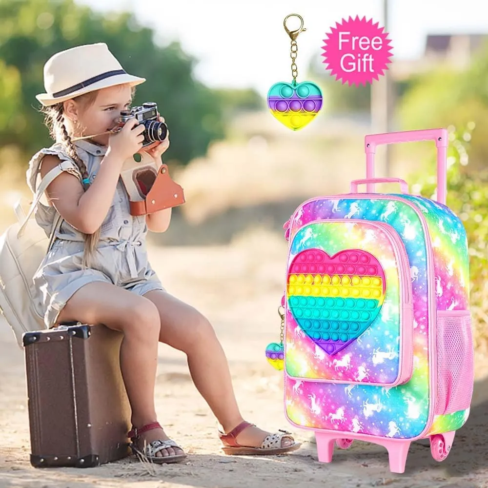 Kids Luggage for Boys and Girls, Cute Dinosaur Unicorn Rolling Wheels Suitcase for Toddler Children
