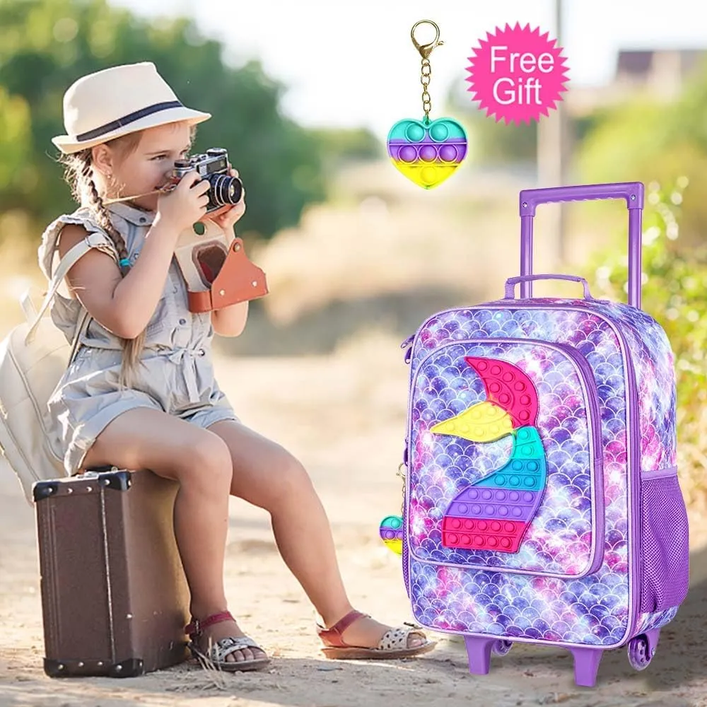 Kids Luggage for Boys and Girls, Cute Dinosaur Unicorn Rolling Wheels Suitcase for Toddler Children